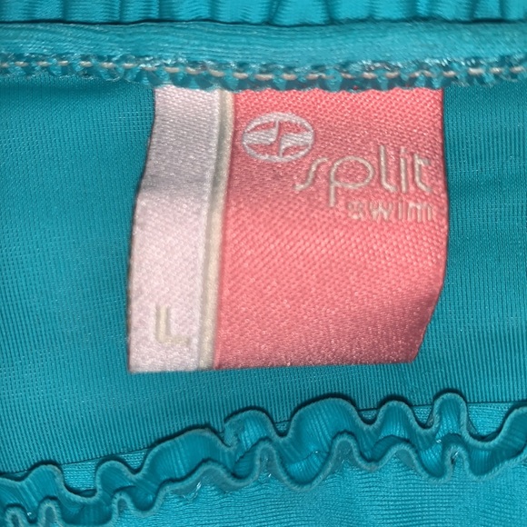 Split Teal Ruffle Bikini - Picture 2 of 3